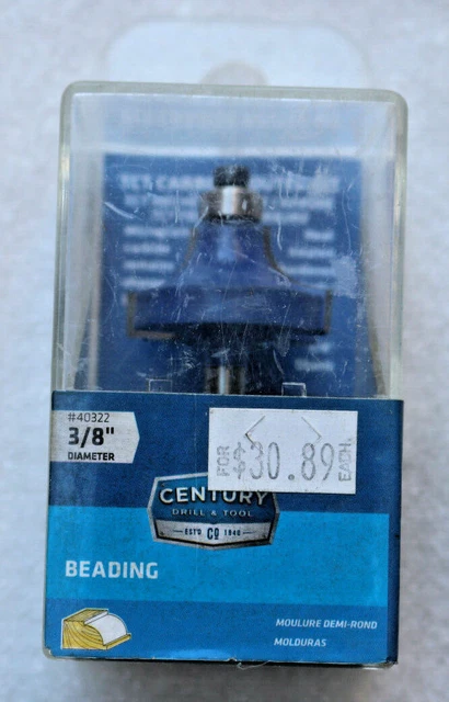 Century Drill & Tool 40322 Beading Tct Router Bit 3/8" with 1/4" Shank
