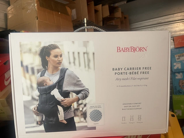 BABYBJORN Baby Carrier Free, 3D Mesh, Grey 0-15 months 7 -26lbs