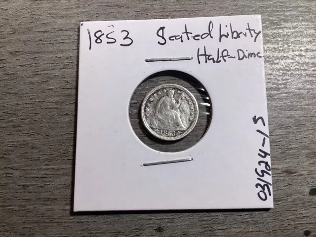 1853-P Seated Liberty Silver Half-Dime-w/Arrows at Date-031924-15 3