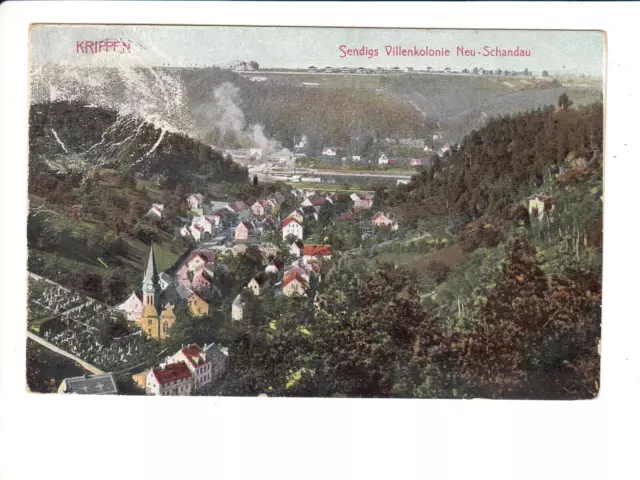 postcard 24856, postcard, cribs, Bad Schandau, Sendigs villa colony, Elbe, 1907