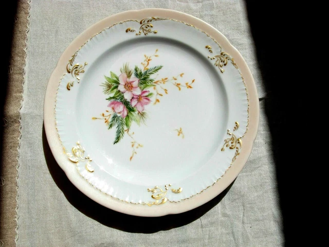 Ancienne Assiette Décorative Bleu Et Jaune à Fleurs - Céramique Rétro - Signé Deco