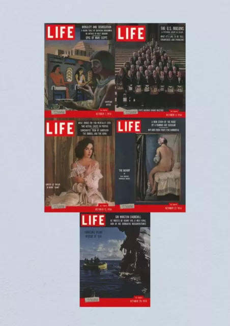 Life Magazine Lot of 5 Full Month October 1956 1, 8, 15, 22, 29 Civil Rights Era 2