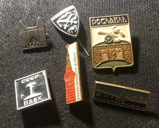 Ussr - Soviet Russian - Lot Of 6 Different Medal Pin Badges