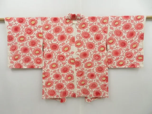 2909T09z620 Vintage Japanese Kimono Silk SHIBORI HAORI Chrysanthemum
