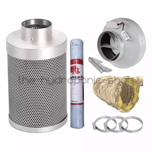 Rhino Hobby Carbon Filter Kit RVK Fan With Sono Ducting Hydroponics