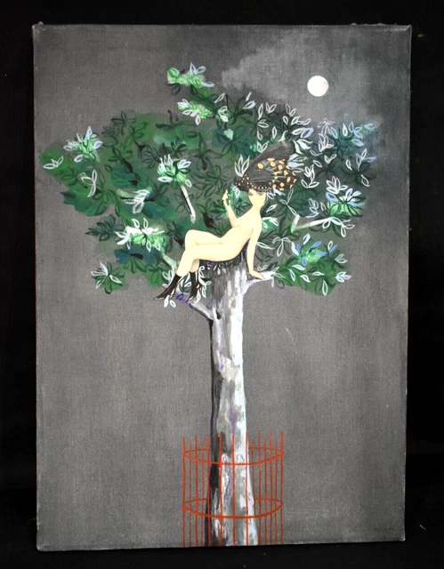 Tableau Aquarelle Oiseau Dans L'arbre – Signé – XXème Siècle