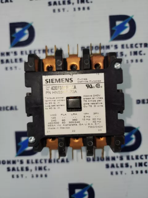 Siemens Contactor- 42EF35AFAKA/120 Volt coil-75 amps/600 v