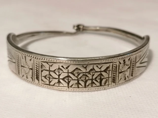 Bracelet Touareg Berbère Ajustable En Plaqué Argent - Style Ethnique - Neuf Sans Emballage