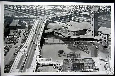 Portland OR~1948 FLOOD~UNION STATION~RR ~ RPPC