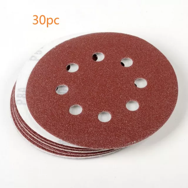 5" 8 Hole 60 Grit Sand Disc Paper Random Orbit Hook and Loop Sander 30pc