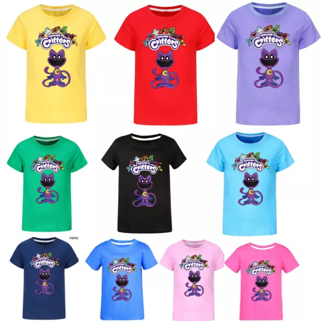 Kids Smiling Critters CatNap T-shirt Cute Cartoon Short Sleeve Tee Unique Tops