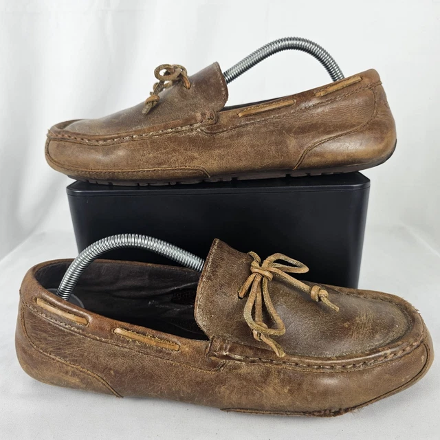 UGG AUSTRALIA CHESTER Woven Mens Leather Loafers, 10, Brown  display picture 1