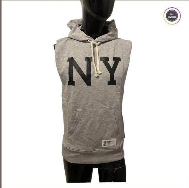 New York Yankees MLB Majestic Athletic Men Sleevless Grey Hoodie - Medium