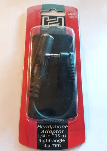 Hosa MHE-100.5 Headphone Adaptor, 1/4 in TRS to Right-angle 3.5 mm, 6 in NEW*