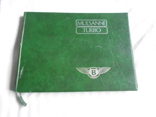 Bentley Mulsanne Turbo Owners Manual Handbook 1982 - 1985 6.75L V8