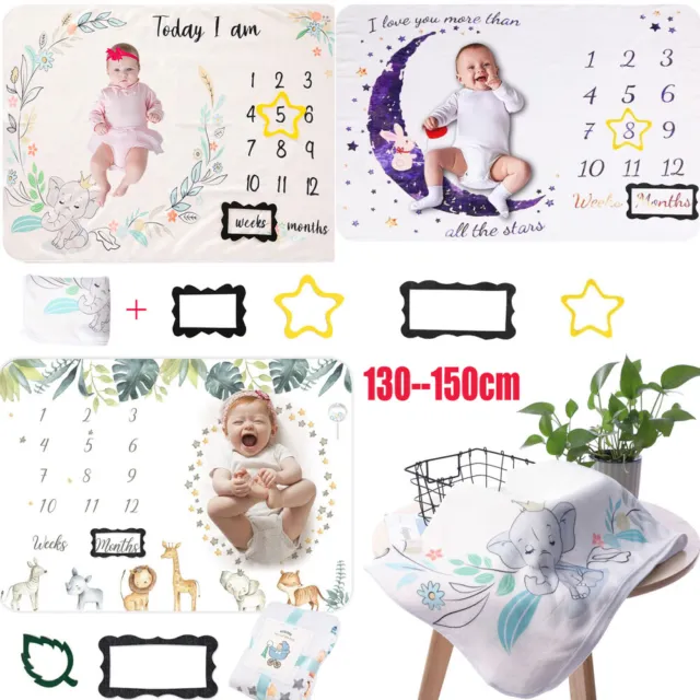 Baby Girl Boy Personalised Milestone Growth Blanket Mat Blanket Monthly Age Mat
