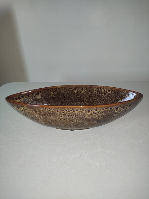 Elegant Expressions by Hosley Decor Ceramic Peacock Feather Pattern Oval Bowl