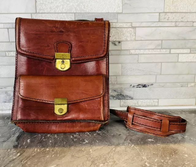 Leather Satchel Sling Shoulder Messenger Crossbody Tablet Organizer Bag