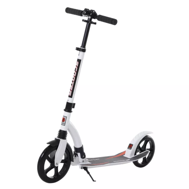 HOMCOM Teens Adult Kick Scooter Foldable Adjust Aluminum For 14+ White