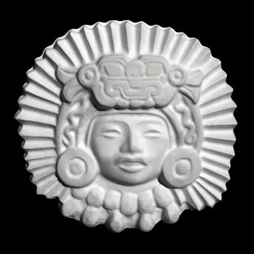 Ancient Aztec Inca Maya Mayan King sculpture plaque (white) replica reproduction