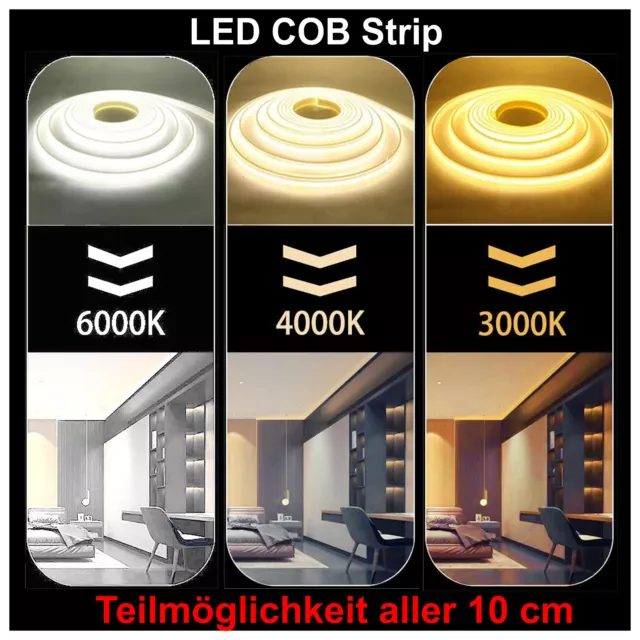 COB LED Streifen 230V Stripe Band Lichtschlauch Leiste Kette ohne Schalter