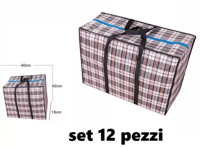 Set 12 Pezzi Buste Borse Per La Spesa Shopping Bag Shopper 40x42x16cm dfh