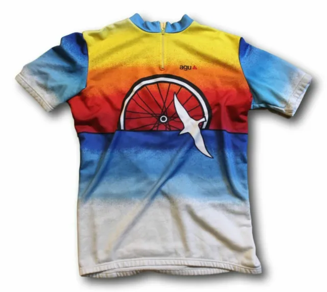 Vintage AGU Sport Mens Cycling Jersey Size 7 Made In Italy