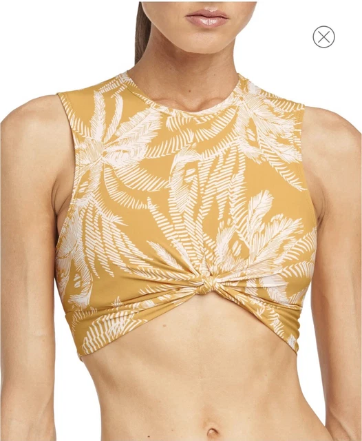 NEW Robin Piccone Chandy Knot Front Tee Bikini Top Dandelion Size Small S