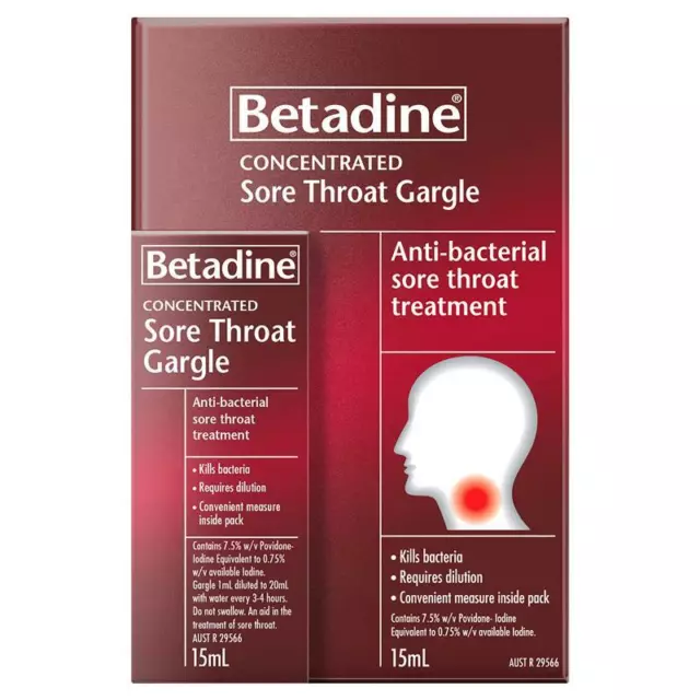 Betadine 15ml or 40mL Concentrated Sore Throat Gargle