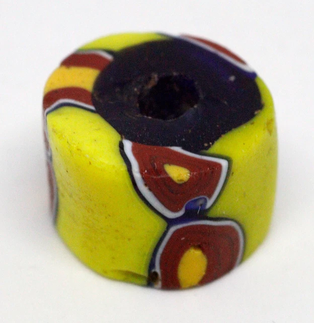 Ancienne Perle De Commerce – Verre Murano Millefiori – 8 Mm – Tube Multicolore
