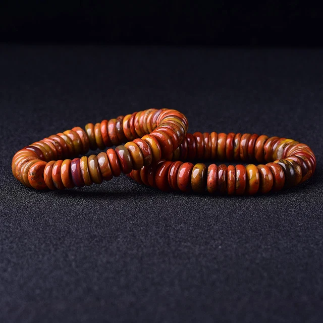 Bracciale Tibetano Tamashii Doppio Giro In Agata Rossa E Legno, Regolabile Da 16 A 23 Cm, Unisex