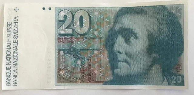 SWITZERLAND 20 Francs Swiss Currency Banknote, 6th series Crisp Note