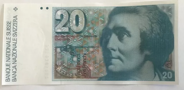 SWITZERLAND 20 Francs Swiss Currency Banknote, 6th series Crisp Note
