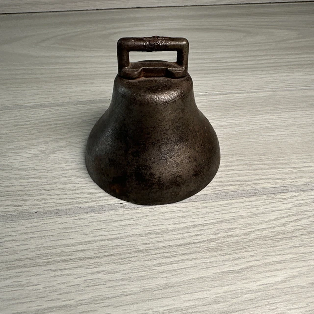 Vintage Small CAST IRON BELL, Late 1800s Primitive Hand-Forged Iron Bell