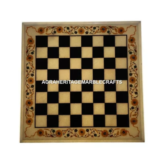 15" Marble Chess End Custom Top Table Mosaic Hakik Inlay Hallway Home Decor M097