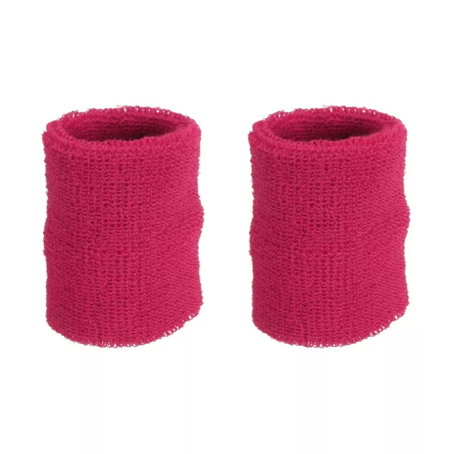 2Pcs 8x10cm Sport Wristbands Cotton Athletic Sweatband Rose Red