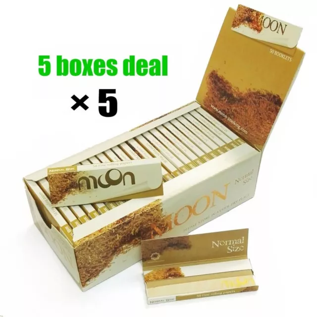 5 Box Moon Unbleached 1.0" 70 mm Rolling Papers Cigarette Papers 250 Booklets