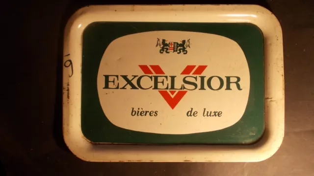 BIERE EXCELSIOR 1960 brasserie Lille Nord plateau métallisé bar bistro vintage !