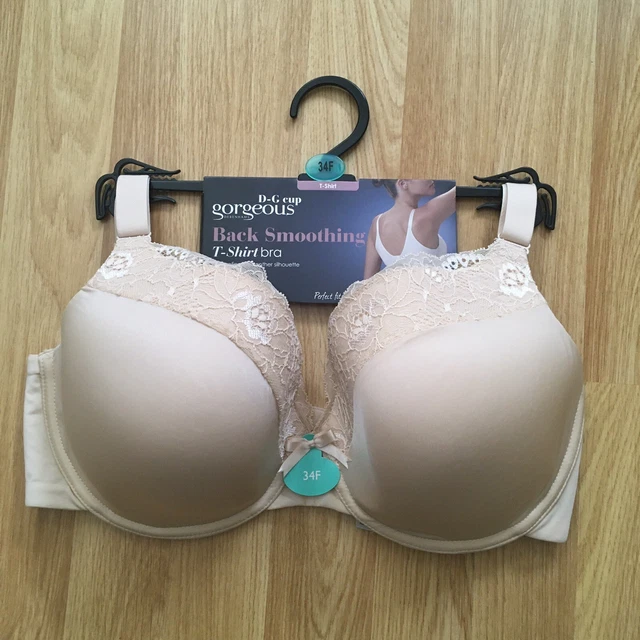 GORGEOUS DD+ DEBENHAMS Natural Back Smoothing T-Shirt Bra 34F Beige £16.95  - PicClick UK