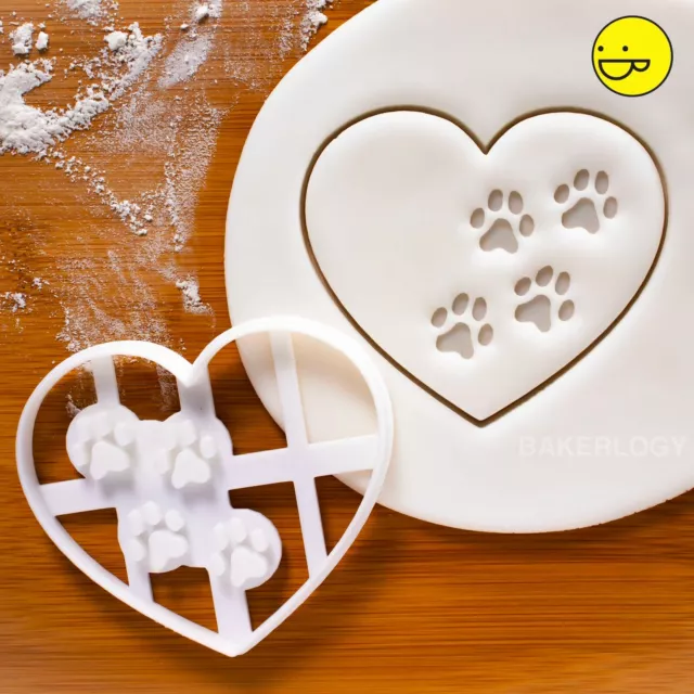 Herzform mit Pfotendrucken Keksausstecher | Hunde Leckereien Hund Haustier Keks Geburtstag