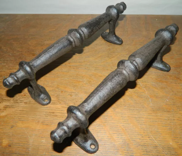 Set/2 Old World Style French Iron 9 1/2" Long Handles Pull Industrial Heavy Tool