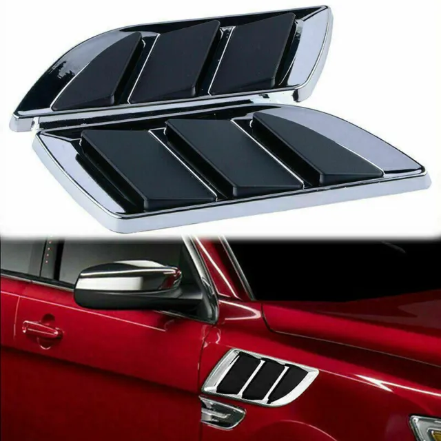 Chrome Car Air Flow Vent Fender Side Intake Grille Cover Decoration Sticker