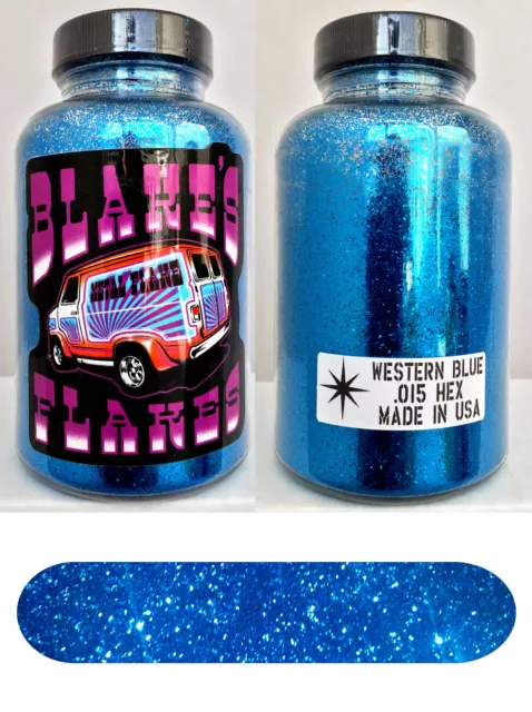 Blakes Metal Flake .015 Western Blue deep dark Prismatic Hot Rod custom 5oz jar