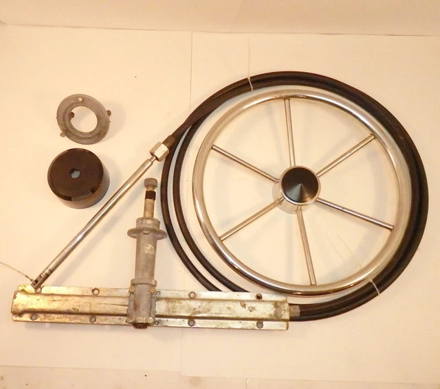 Teleflex Boat Helm Steering Rack + Cable W/ 16" Stainless Steel Steering Wheel