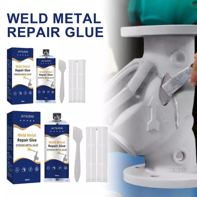 Metal Cast Iron Repair Glue, Magic Welding Glue 2 Bottles, Industrial Heat  Resistance Cold Weld Metal Repair Paste (100g)