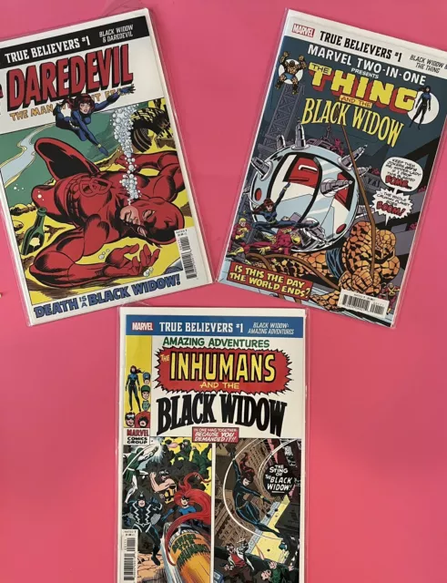 Marvel Knights True Believers Comics Black Widow Inhumans Daredevil The Thing