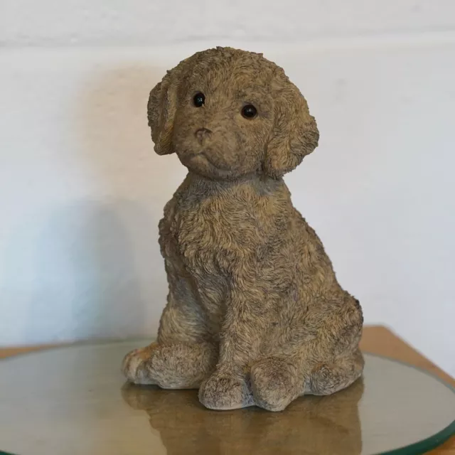 Cockapoo Puppy Dog in Natural Brown Finish | Indoor + Garden Decoration Ornament