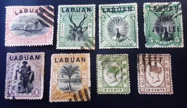 LABUAN 6 (1894-96) Overprinted NORTH BORNEO Stamps part set and two other used