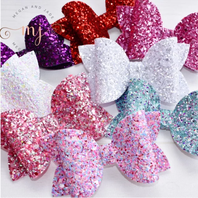 Sparkle Glitter Hair Bow Girls Hair Clip Bows Baby Headband 3.5" Glitter Bow