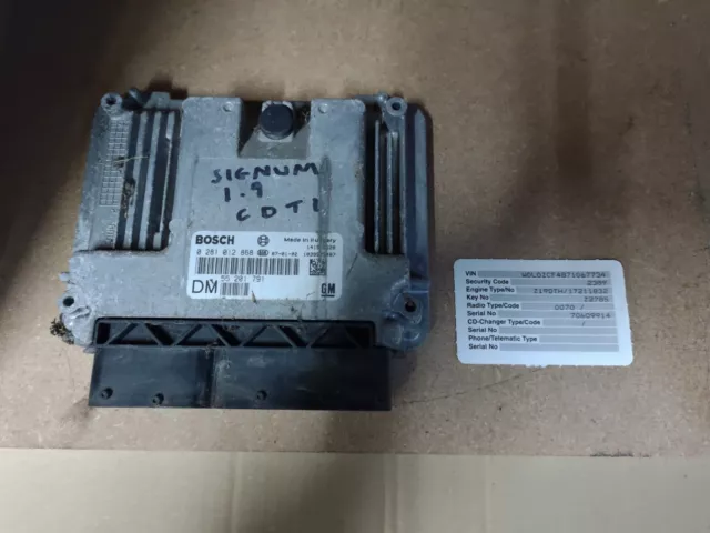 Vauxhall Vectra C Signum 1.9 Cdti Engine Ecu 0281012868 With Car Pass Free Post